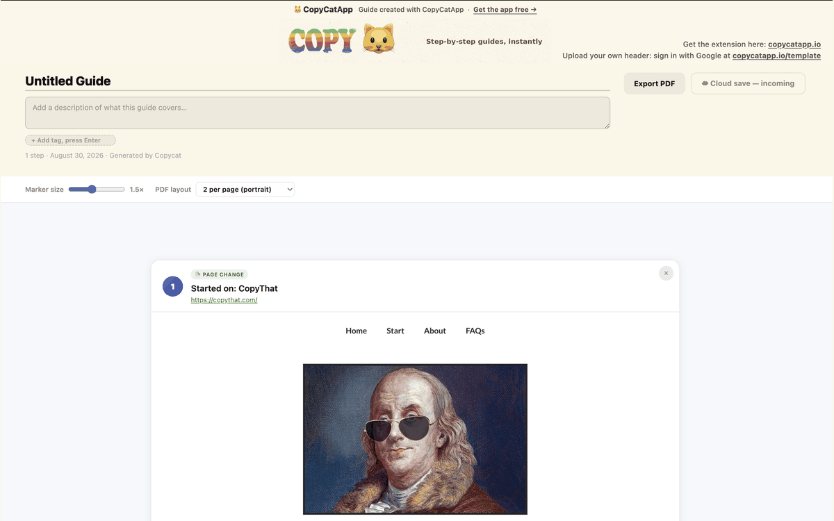 Guide editor with annotated steps